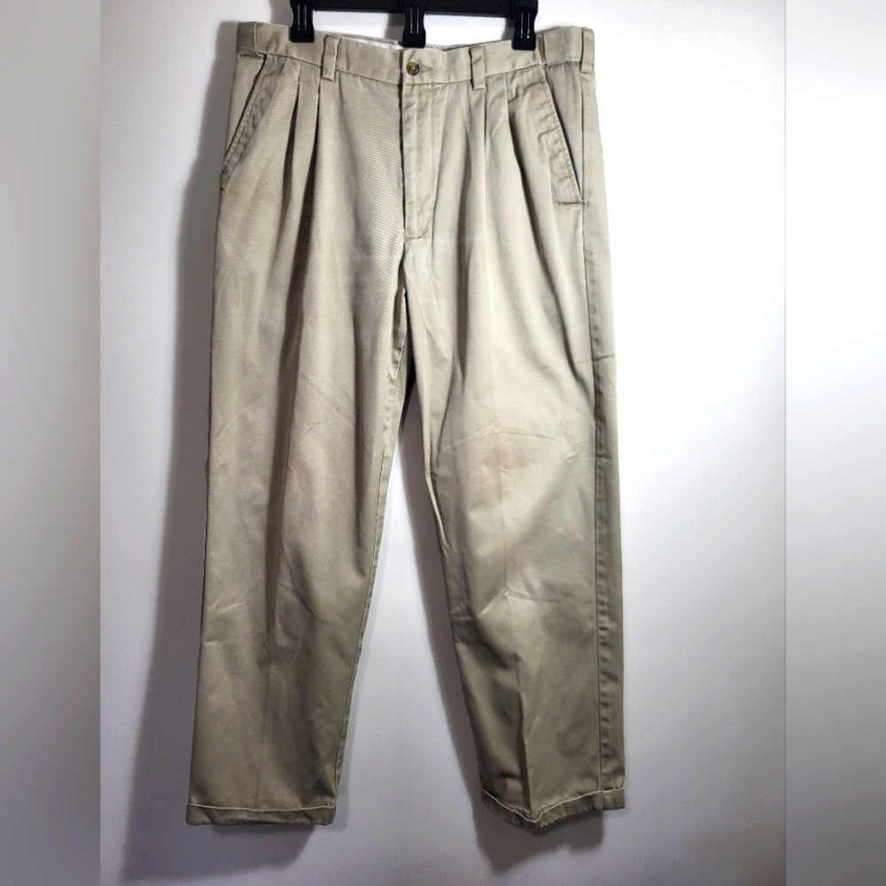 George tan khaki pleat front pants    men's 34  #2541